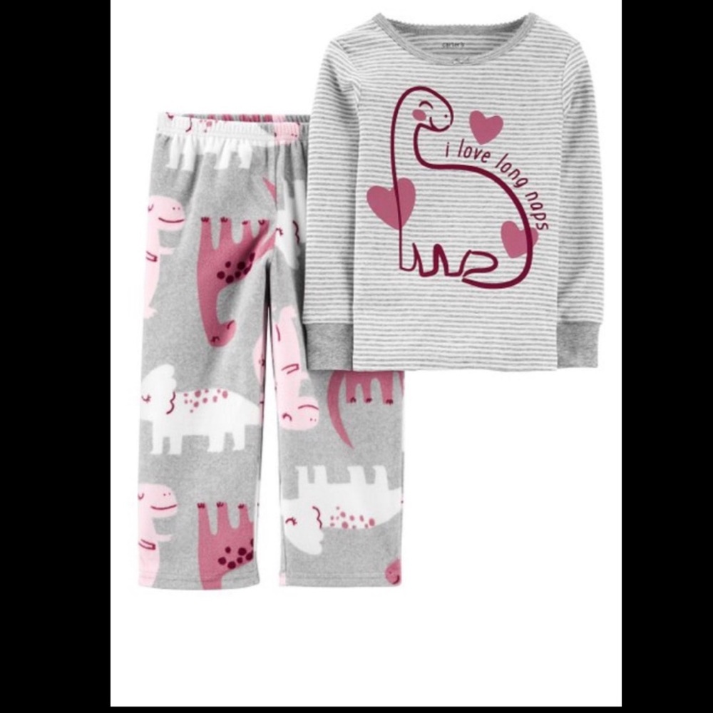 Nwt 4t 4 dinosaur I LOVE NAPS winter christmas valentines pajamas girl carters